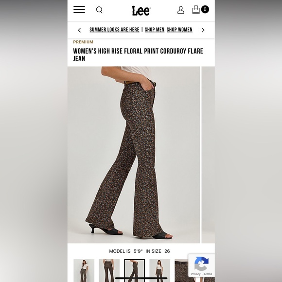 WOMEN'S HIGH RISE FLORAL PRINT CORDUROY FLARE JEAN - Picture 3 of 8